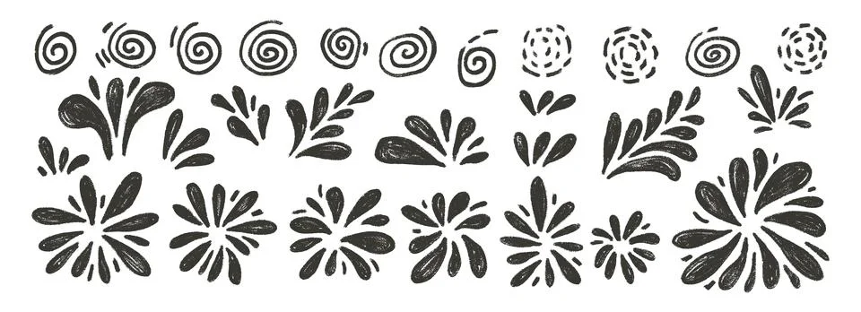 Firework charcoal set. Festive firecracker black brush isolated on white Stock Illustration