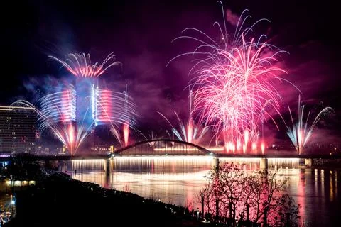 Firework in the city Stock Photos