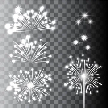 Firework Collection in transparent background. Vector Illustration Stock Illustration