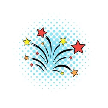 Firework comics icon Stock Illustration