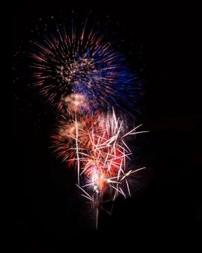 Firework compilation ready to use with lighten blending mode Stock Photos