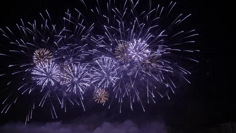 Firework - concept of finale of any holiday: Chinese new year, New year Stock Footage 85286582