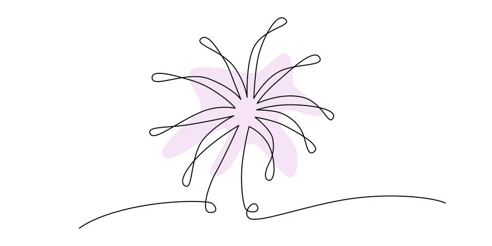 Firework continuous single line. Vector stock illustration isolated on white Illustrazione stock