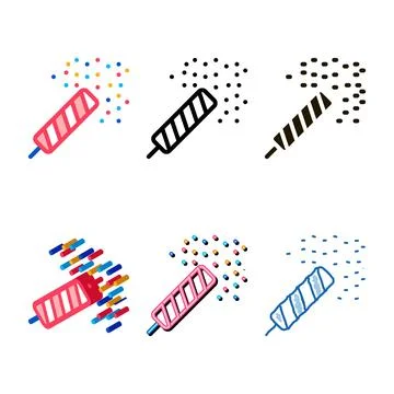 Firework cracker icon mix vector outline Stock Illustration