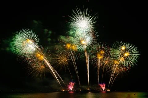 Firework in dark sky background Stock Photos