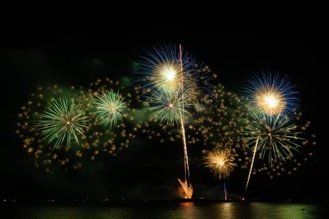 Firework in dark sky background Stock Photos