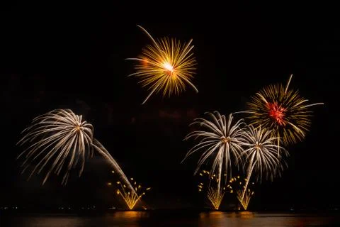 Firework in dark sky background Stock Photos