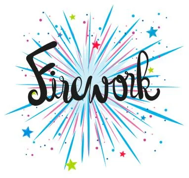 Firework design with text Stock Illustration