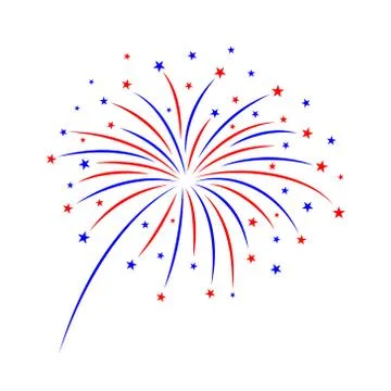 Firework design on white background. 4th of July. American Independence Day. Stock Illustration