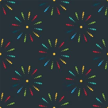 Firework different shapes colorful festive seamless pattern vector. Stockillustratie