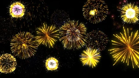 Firework display against the deep and black sky with alpha channel Stock Footage 127615822