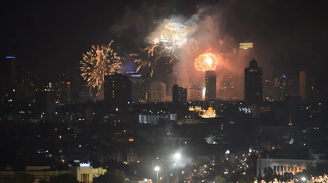Firework display at Bangkok Stock Footage 32311767