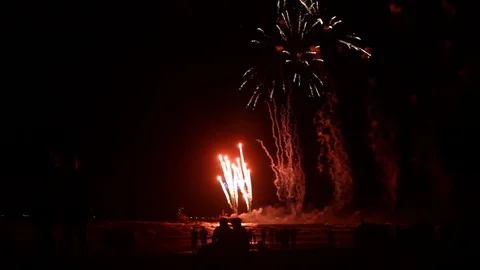 Firework display at Scheveningen beach Stock Footage 79025426