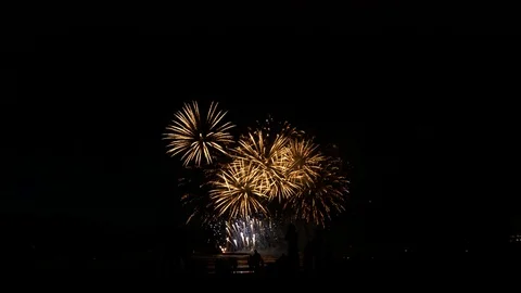 Firework display at Scheveningen Stock Footage 79025473
