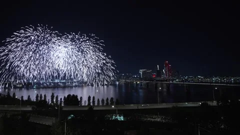Firework display of the Seoul International Firework Festival at the Stock Footage 287606879