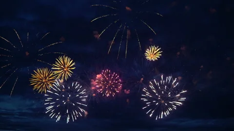 Firework on evening sky Stock Footage 90933644