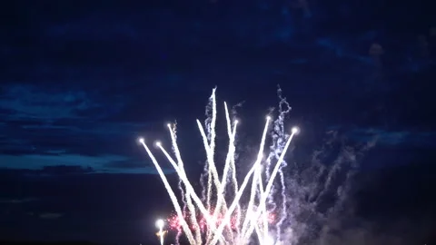 Firework on evening sky Stock Footage 91049527