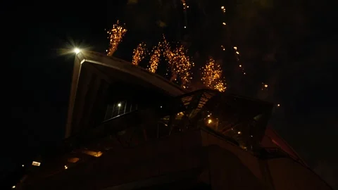 Firework explodes above Sydney Opera House Australia Day 6K Stock Footage 330447579