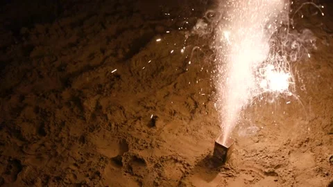 Firework Exploding on a Beach with Room for Text Video stock 133853844