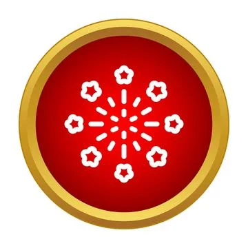Firework exploding celebration symbol on red gold badge イラスト素材