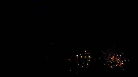 Firework exploding in the dark night sky with top copy space Stock Footage 319953586