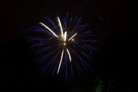 Firework exploding, in the night sky Stock Photos