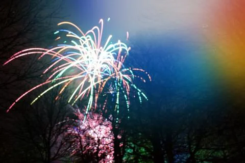 Firework exploding, in the night sky Stockfoto's