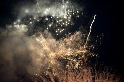 Firework exploding in the sky for anniversary Stock Photos