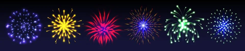 Firework explosion effects set Stock Illustration