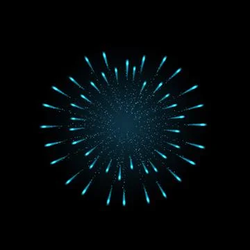 Firework explosion with glowing blue neon lights and particles. Stock Illustration