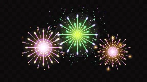 Firework festive color on a transparent background Stock Illustration