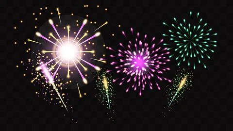 Firework festive color on a transparent background Illustrazione stock