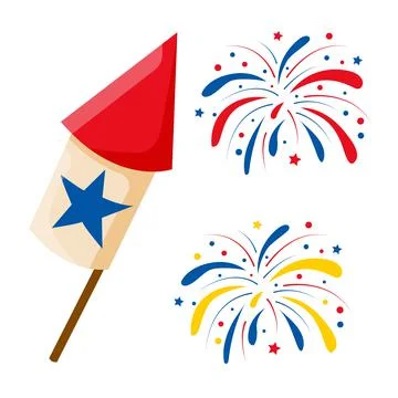 Firework, firecracker for celebration 4th July isolated vector Stock Illustration