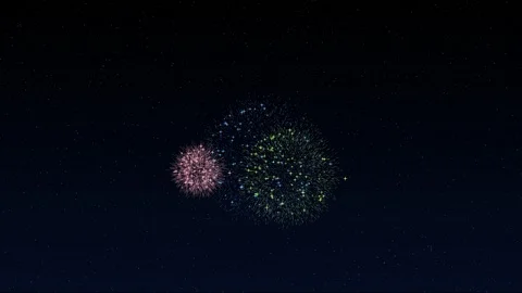 Firework, fireworks glowing with greeting text congratulation on sky background Stock Footage 121444988