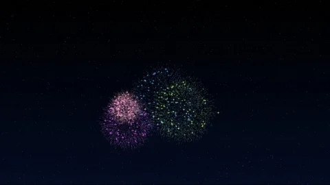 Firework, fireworks glowing with greeting text Happy birthday anniversary Stock Footage 121489051