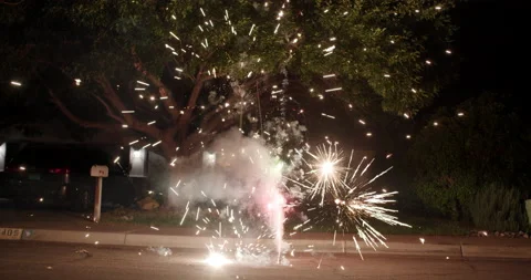 Firework Fountain Going Off Stock Footage 211304300