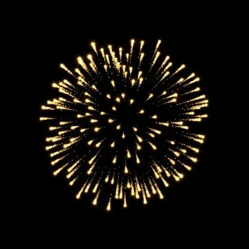 Firework gold bursting isolated background. Beautiful golden night fire, expl Stock Illustration