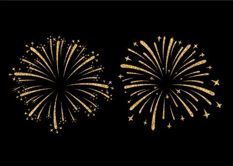 Firework gold isolated set Stock Illustration