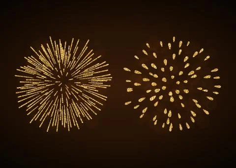Firework gold isolated set Stock Illustration