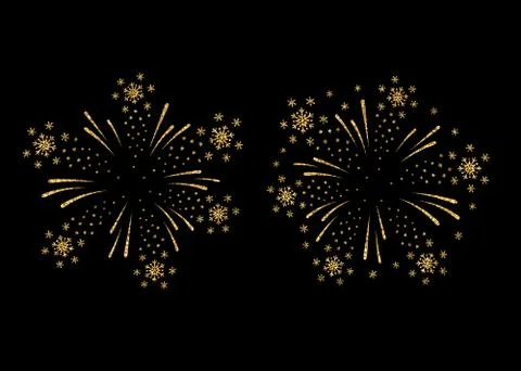 Firework gold isolated set Stock Illustration