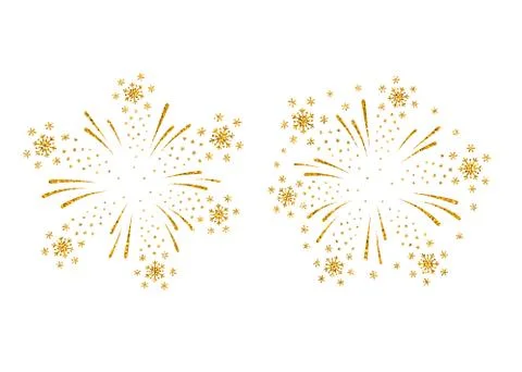 Firework gold isolated set Stock Illustration