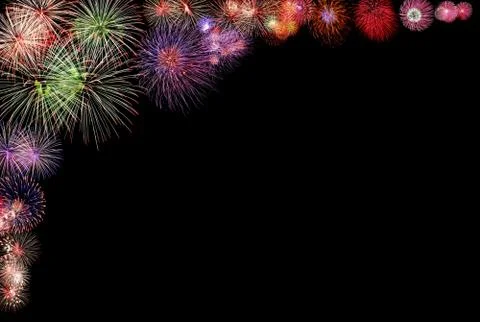 Firework Group on black background Stock Photos