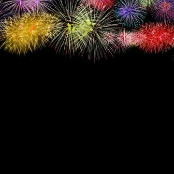 Firework Group on black background Stock Photos