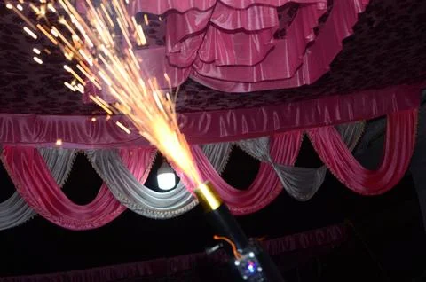 Firework with gun in night at the occation of festivals 1 Stock Photos