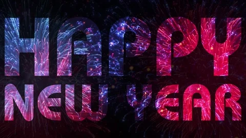 Firework of Happy New Year, colourful fireworks in event Stock Footage 253558003
