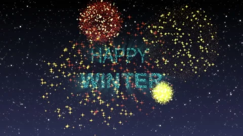 Firework Happy winter sparkling year lettering with fireworks sparks particle Stock Footage 140528701