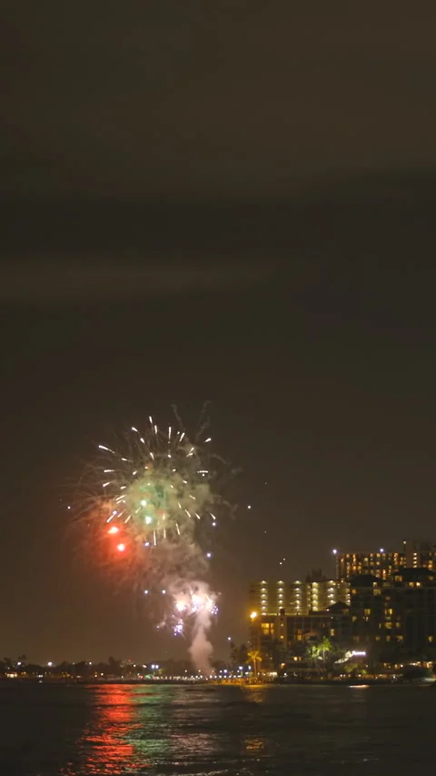 Firework on Honolulu Oahu Hawaii Stock Footage 293154339