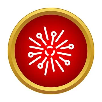 Firework icon bursting on a festive red background Stock Illustration