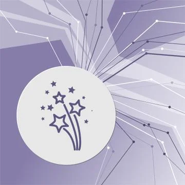 Firework icon on purple abstract modern background. The lines in all directio Stock Illustration