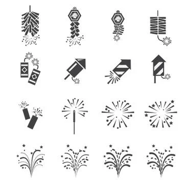 Firework  icon set Stock Illustration